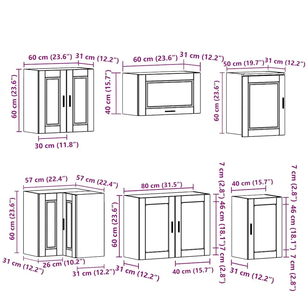 11 Piece White Kitchen Cabinet Set for Storage