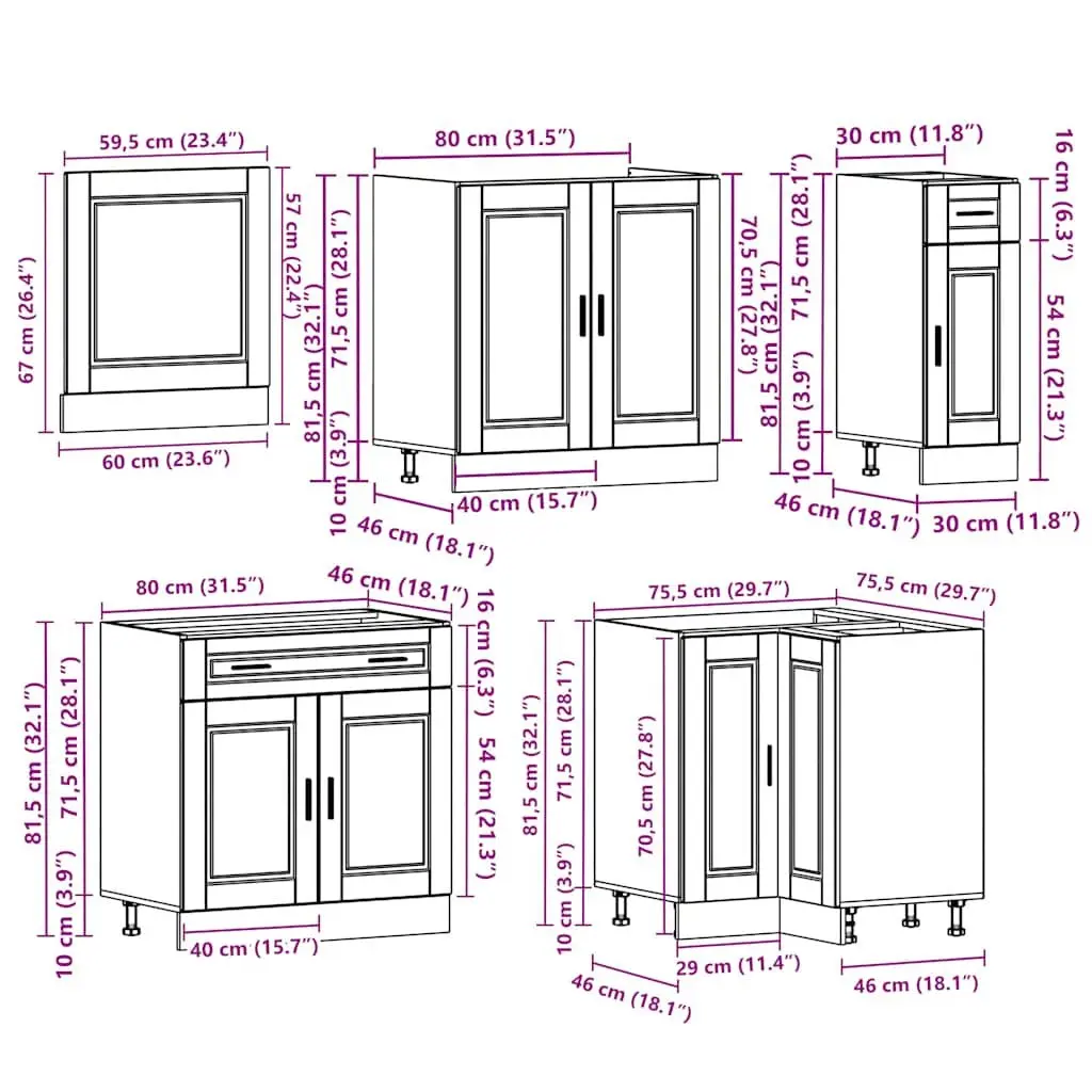 11 Piece White Kitchen Cabinet Set for Storage