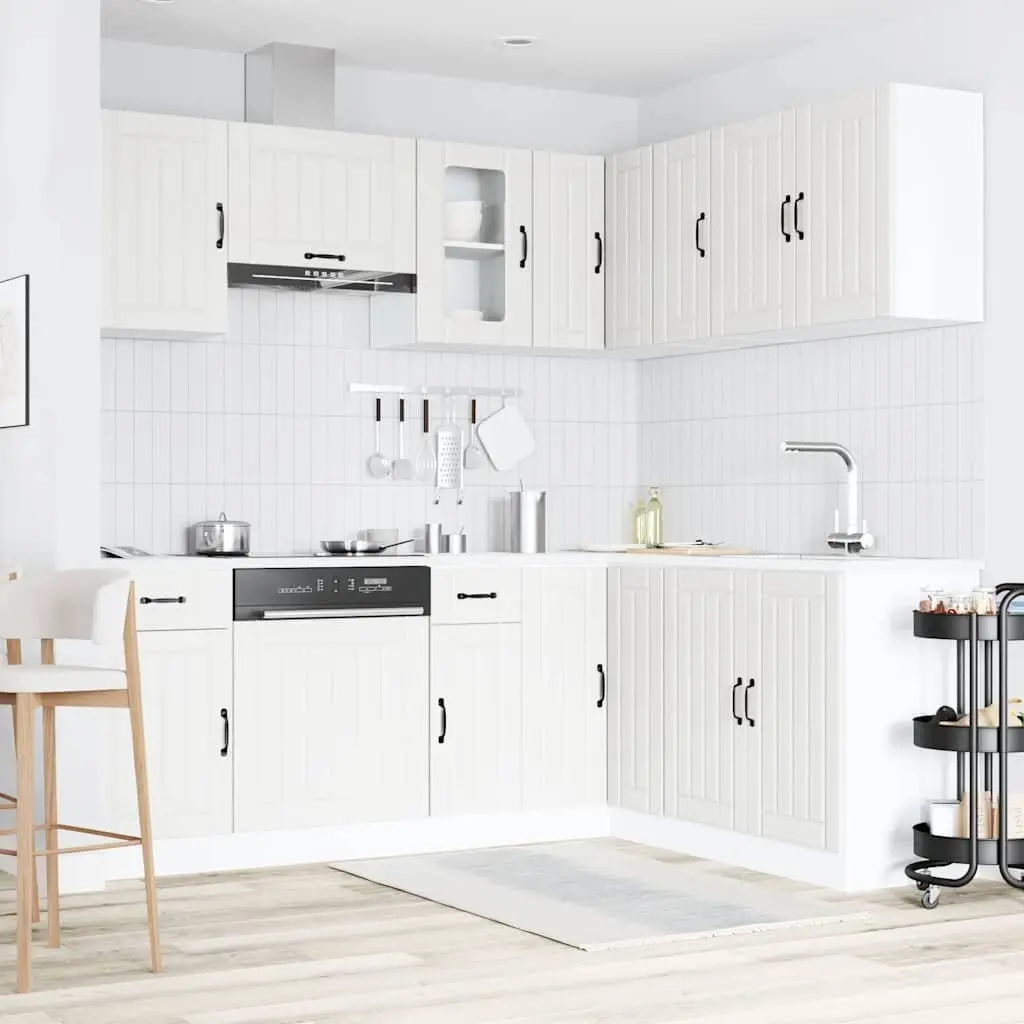 Kitchen Cabinet Set 11 Piece White Storage Furniture Engineered Wood Adjustable
