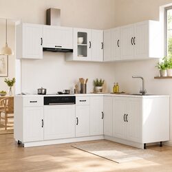 Premium 11-Piece White Engineered Wood Kitchen Cabinet Set