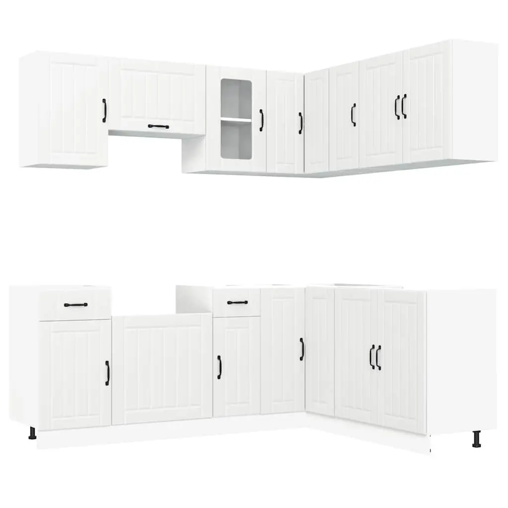 Kitchen Cabinet Set Engineered Wood 11 Piece White Storage Cupboard Furniture