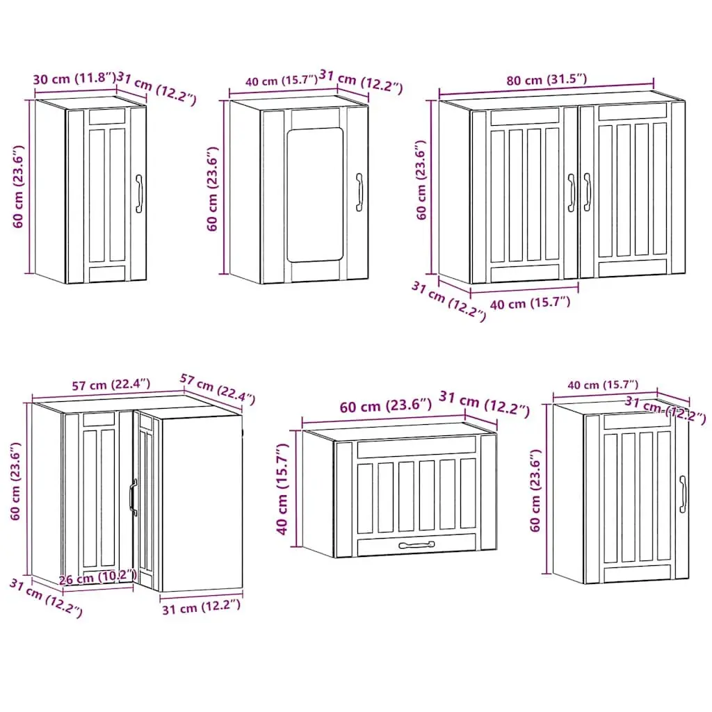 Kitchen Cabinet Set Engineered Wood 11 Piece White Storage Cupboard Furniture