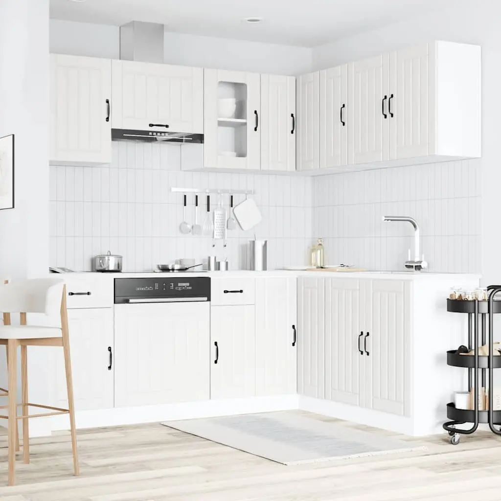 Kitchen Cabinet Set Engineered Wood 11 Piece White Storage Cupboard Furniture