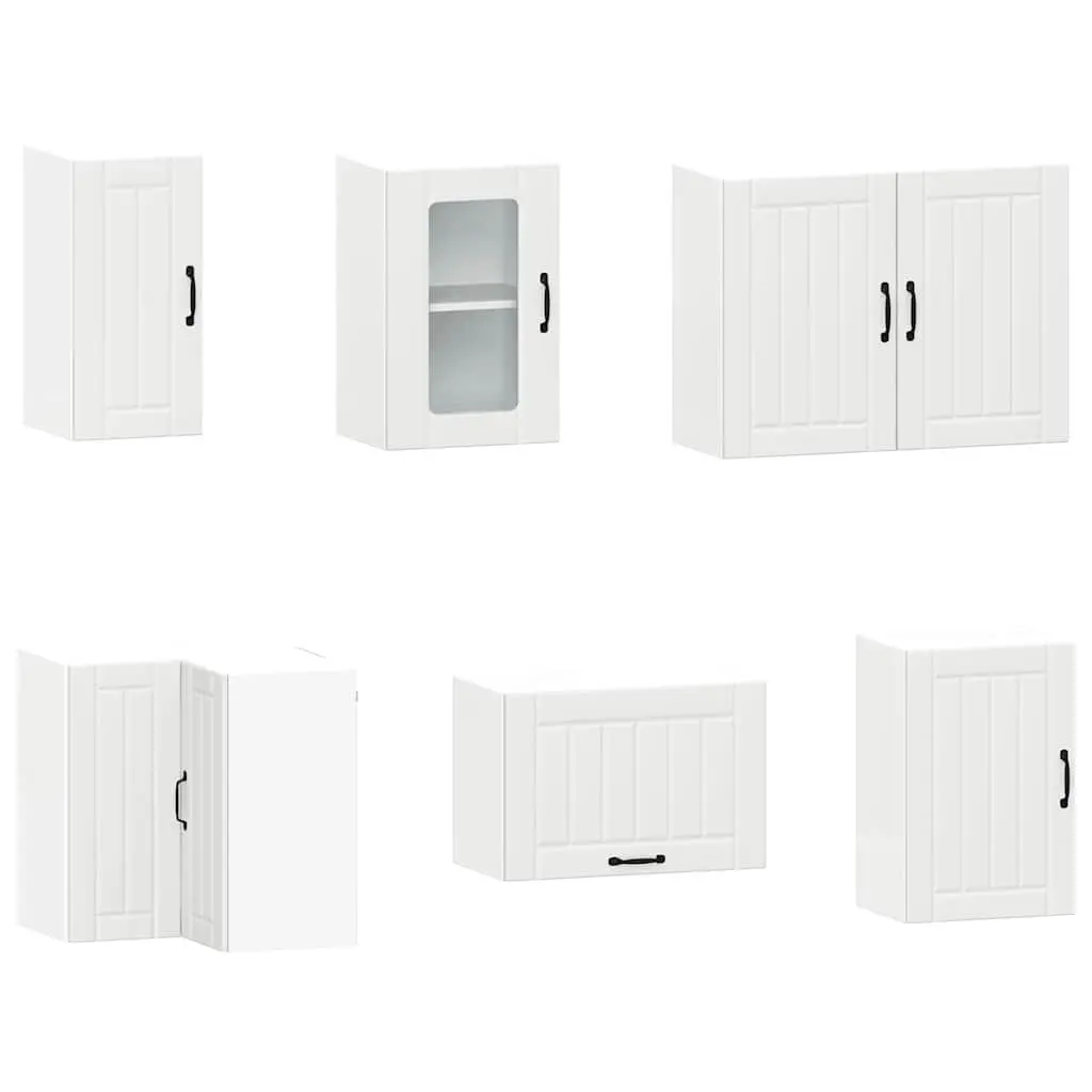 Kitchen Cabinet Set Engineered Wood 11 Piece White Storage Cupboard Furniture