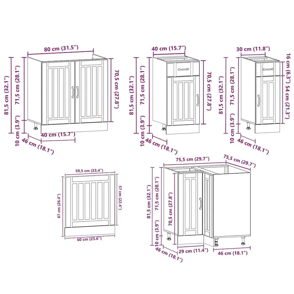 Kitchen Cabinet Set Engineered Wood 11 Piece White Storage Cupboard Furniture