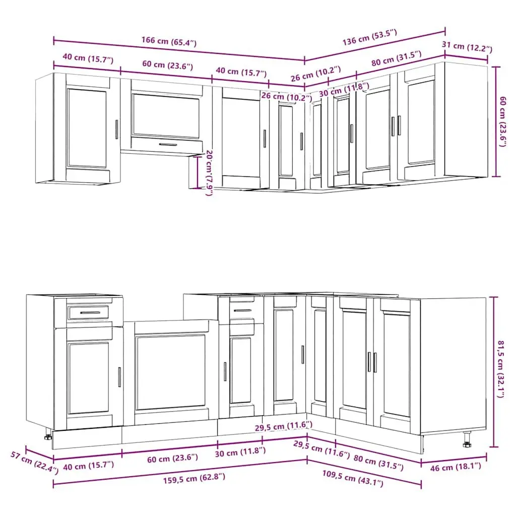 11-Piece Kitchen Cabinet Set in White