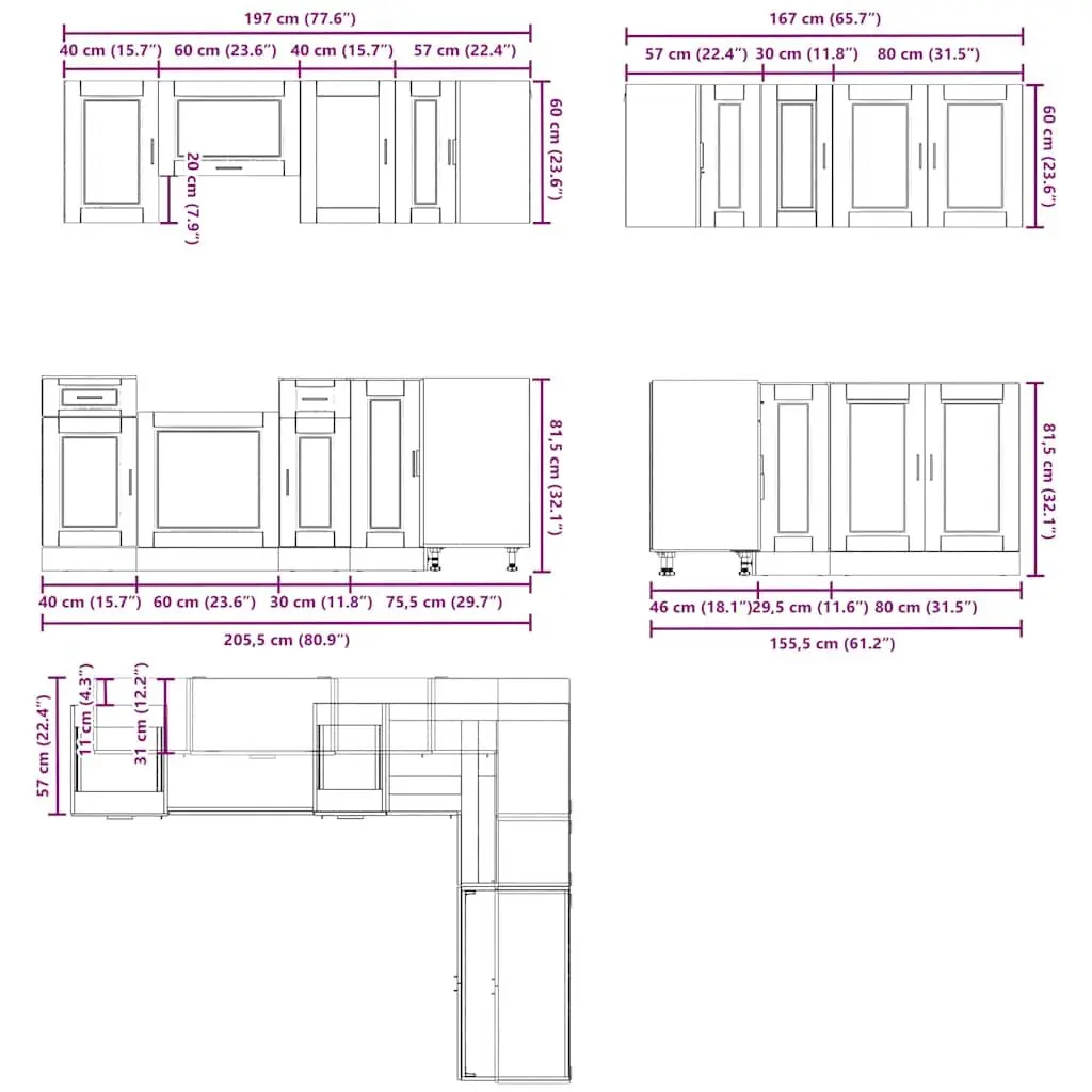 11-Piece Kitchen Cabinet Set in White