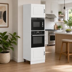 White Engineered Wood Kitchen Oven Cabinets, 2 pcs
