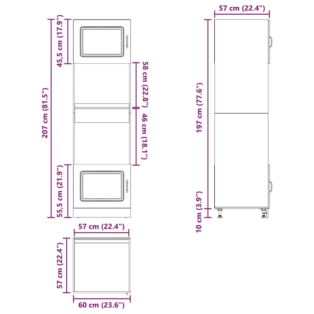 White Engineered Wood Kitchen Oven Cabinets, 2 pcs