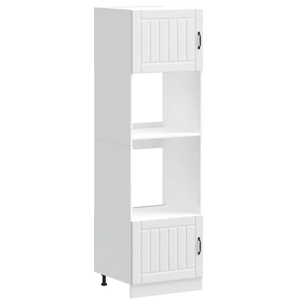 White Engineered Wood Oven Cabinet Set