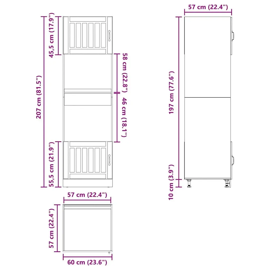 White Engineered Wood Oven Cabinet Set