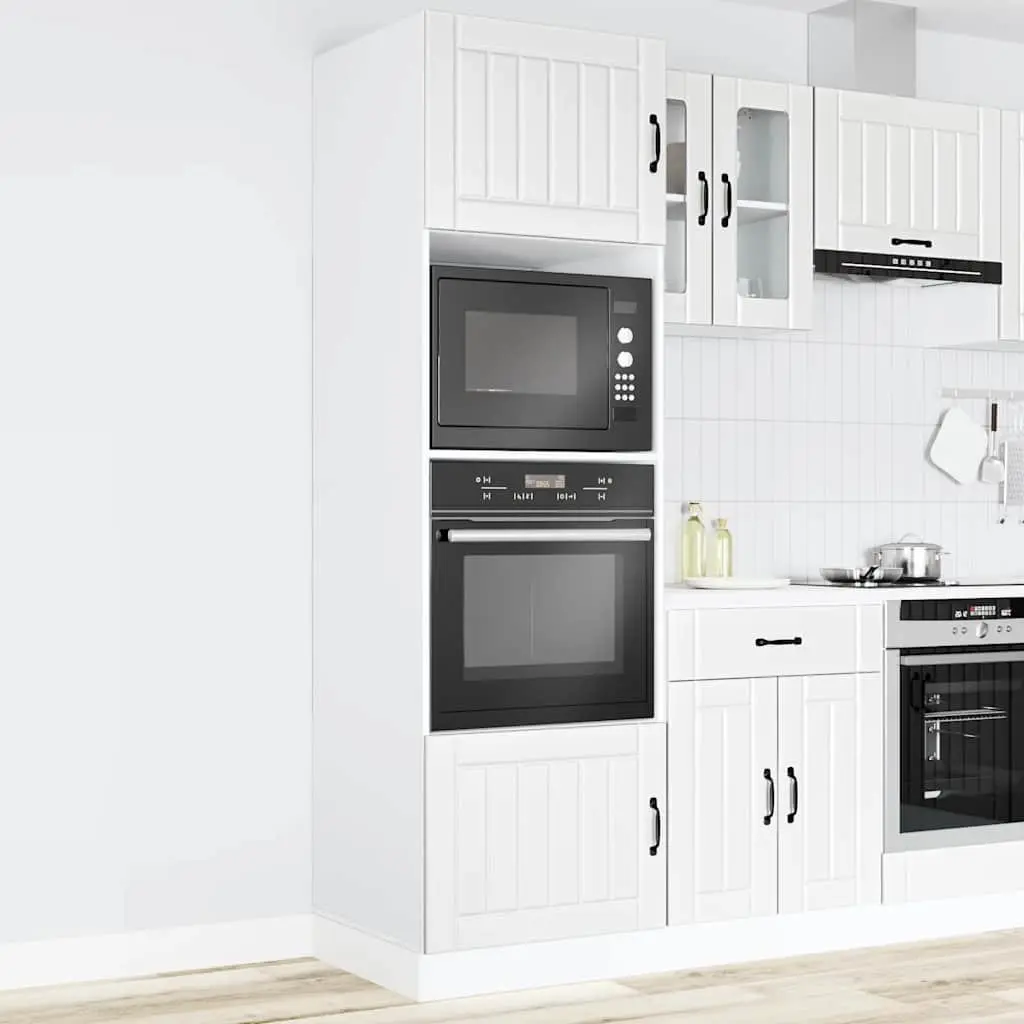 White Engineered Wood Oven Cabinet Set