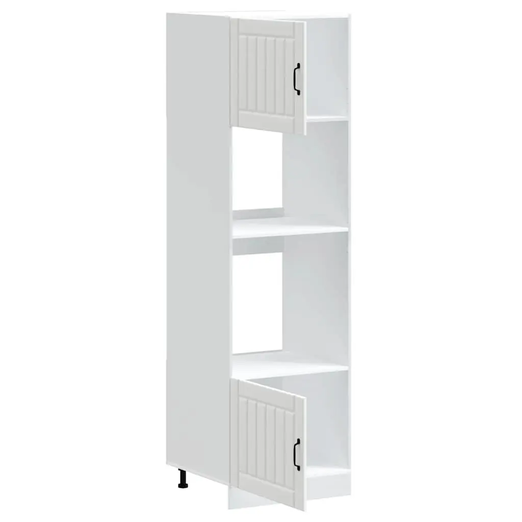 White Engineered Wood Oven Cabinet Set