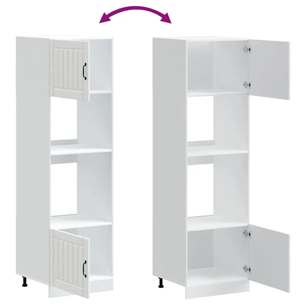 White Engineered Wood Oven Cabinet Set