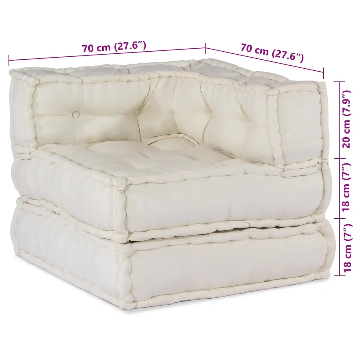 Modular Sofa Unit Fabric 140 x 70 x 56 cm Cream 2 pcs