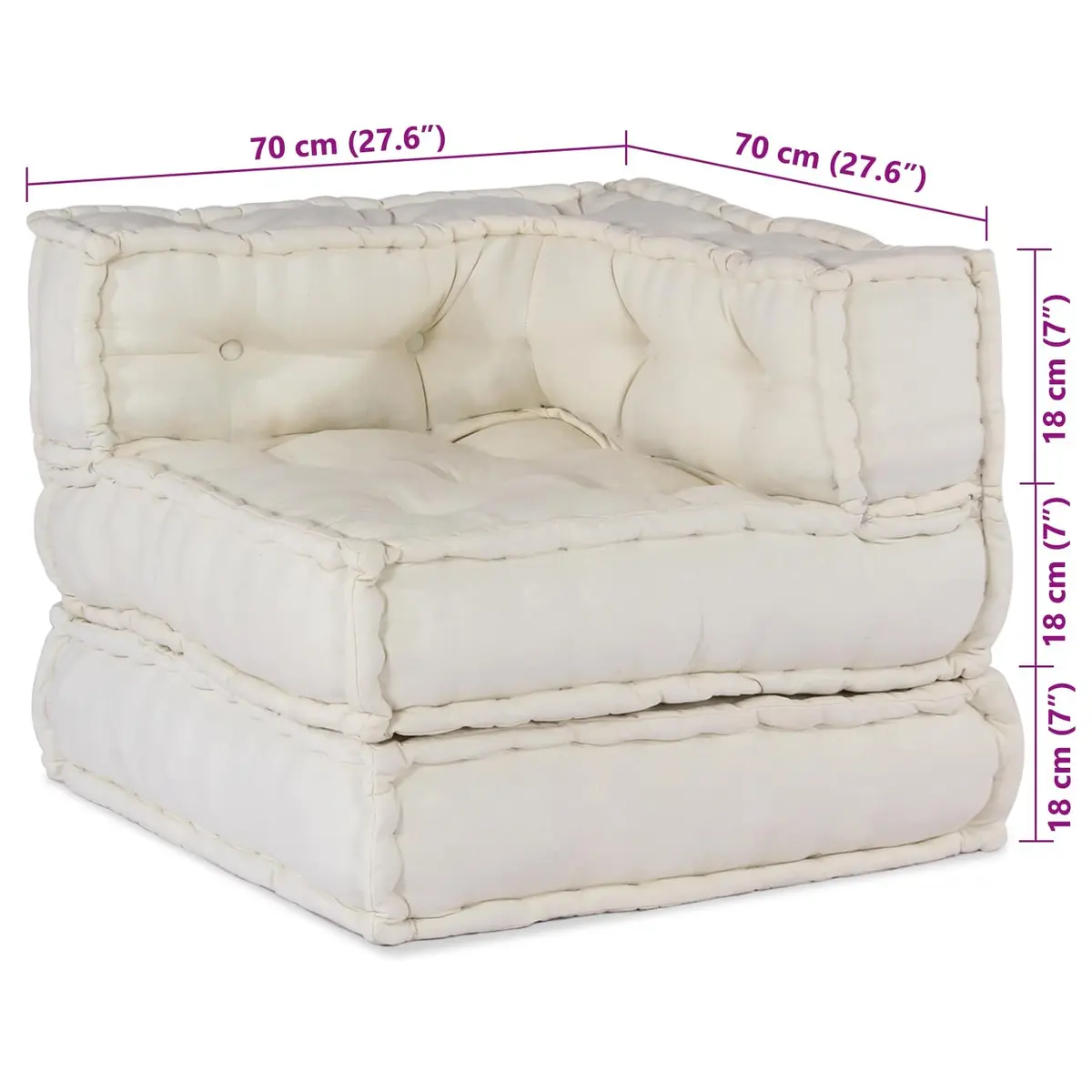 Modular Sofa Unit Fabric 210 x 70 x 56 cm Cream Indoor Outdoor Lounge Seating