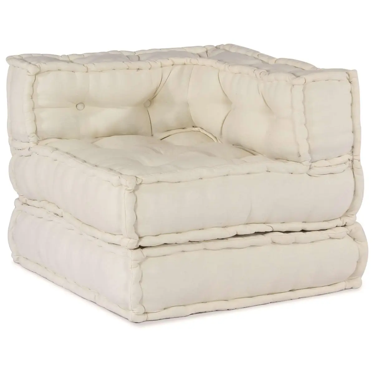 Modular Sofa Unit Fabric 210 x 70 x 56 cm Cream Indoor Outdoor Lounge Seating
