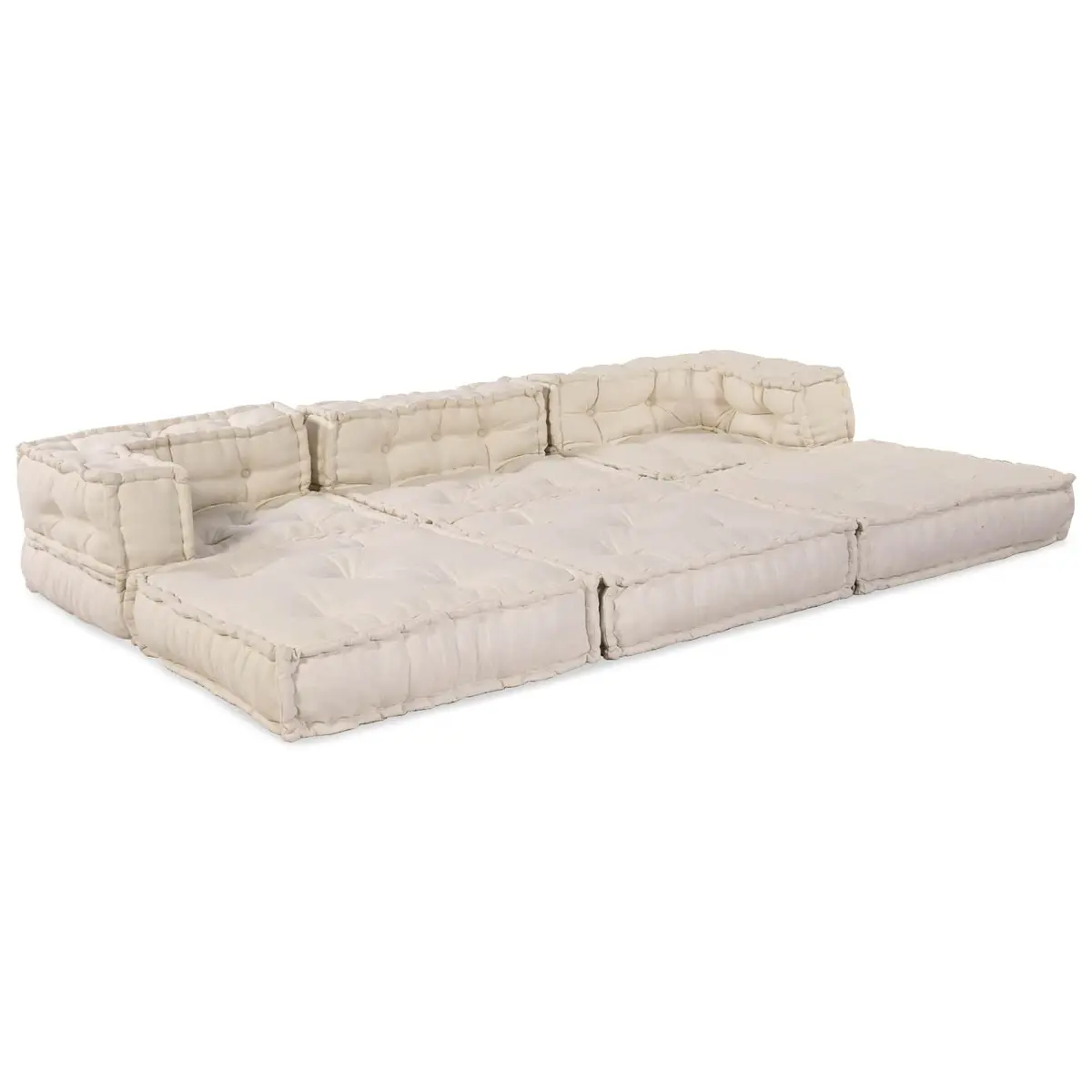 Modular Sofa Unit Fabric 210 x 70 x 56 cm Cream Indoor Outdoor Lounge Seating