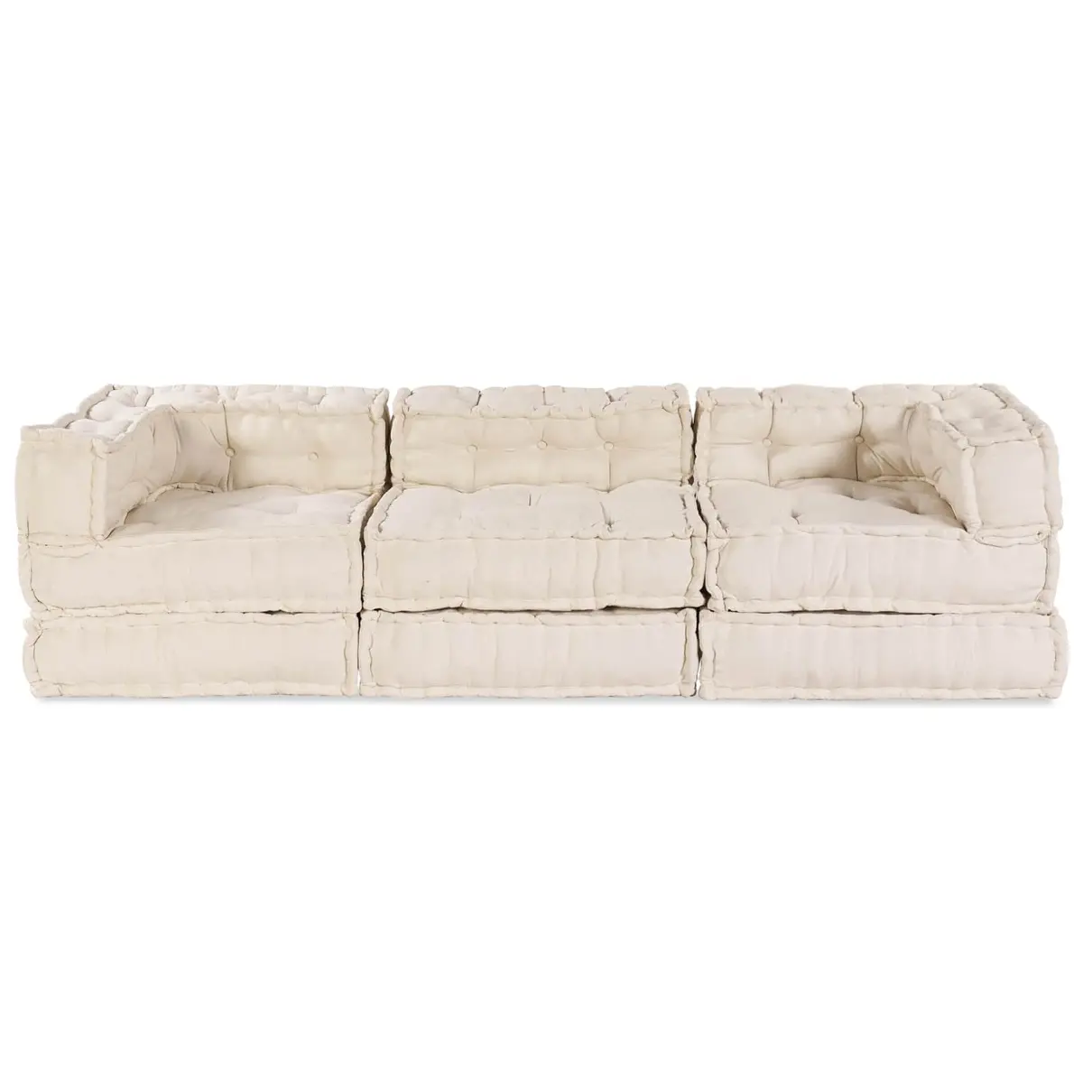 Modular Sofa Unit Fabric 210 x 70 x 56 cm Cream Indoor Outdoor Lounge Seating