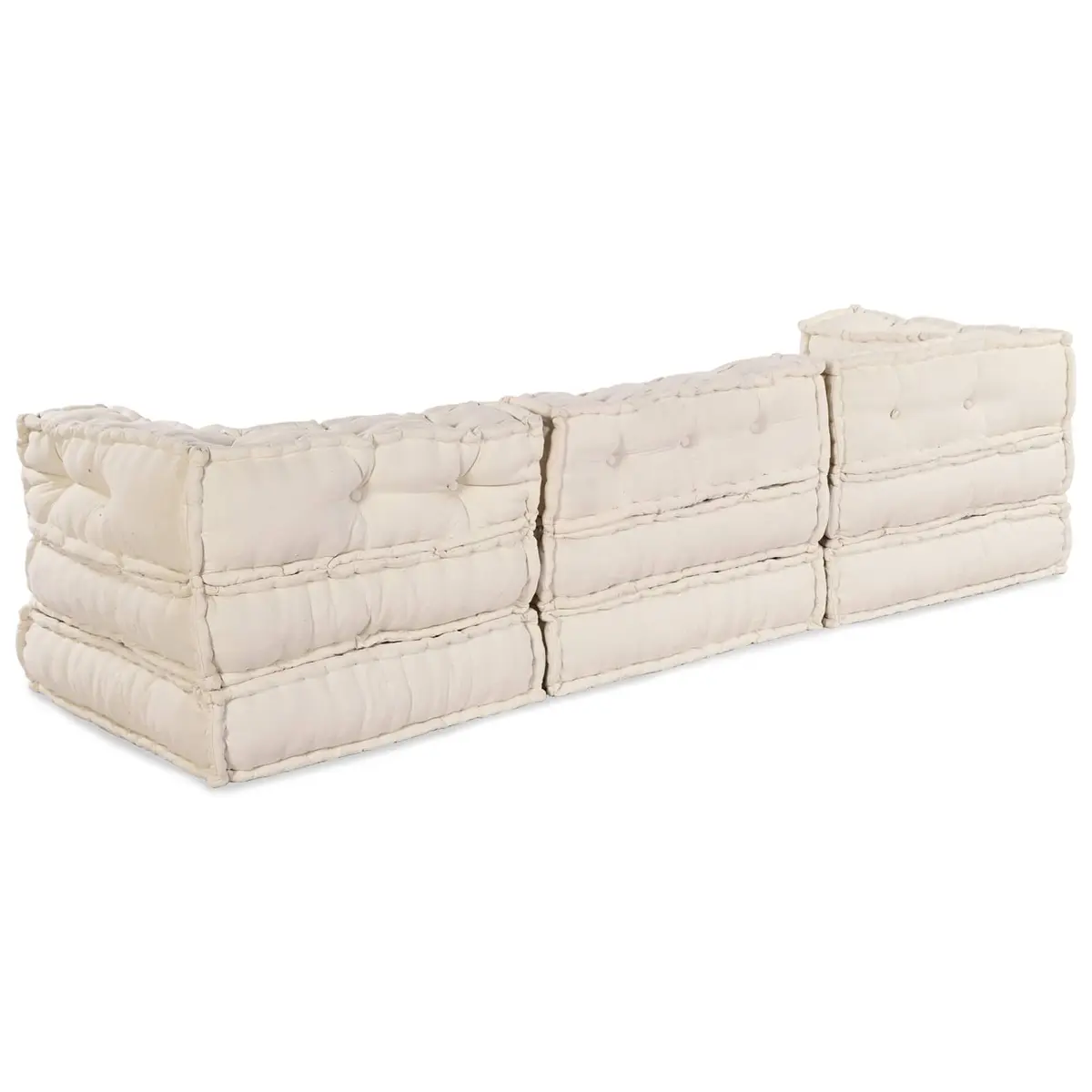 Modular Sofa Unit Fabric 210 x 70 x 56 cm Cream Indoor Outdoor Lounge Seating
