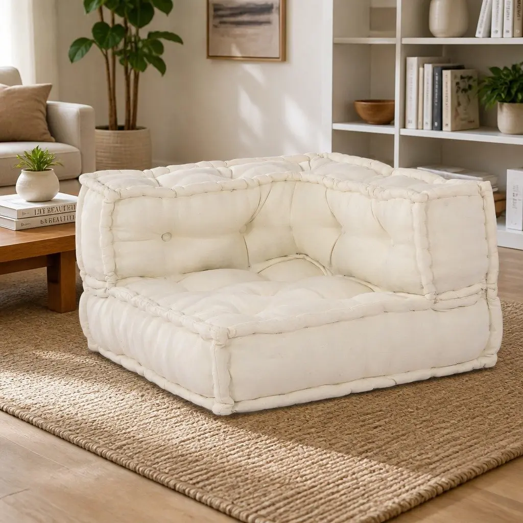 4-Piece Modular Sofa Unit in Cream Fabric