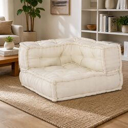Modular Sofa Unit 4 Pieces Cream Fabric Flexible Indoor Outdoor Lounge Seating