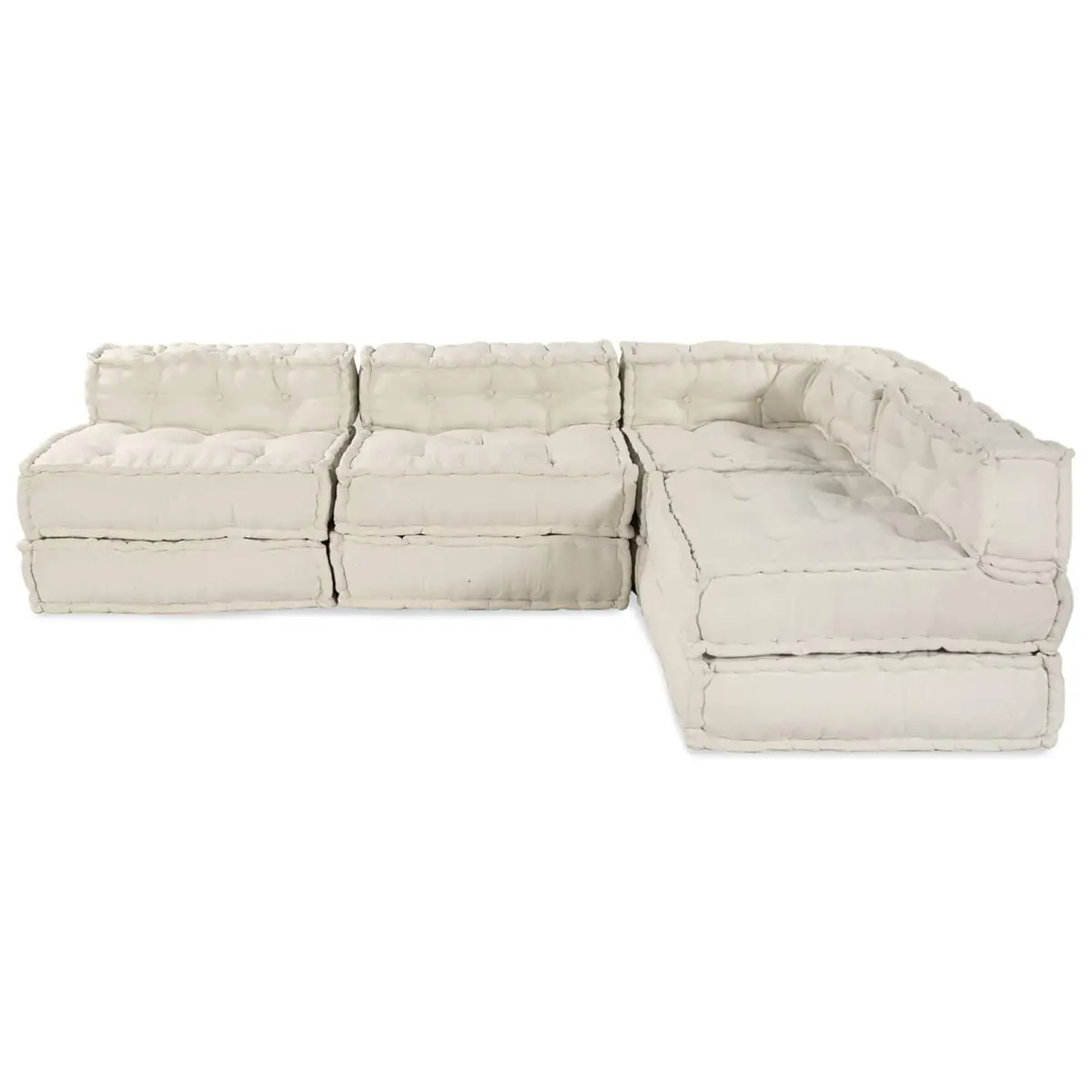 Fabric Modular Sofa Unit Indoor Outdoor Lounge Seating Cream 210x140x56cm