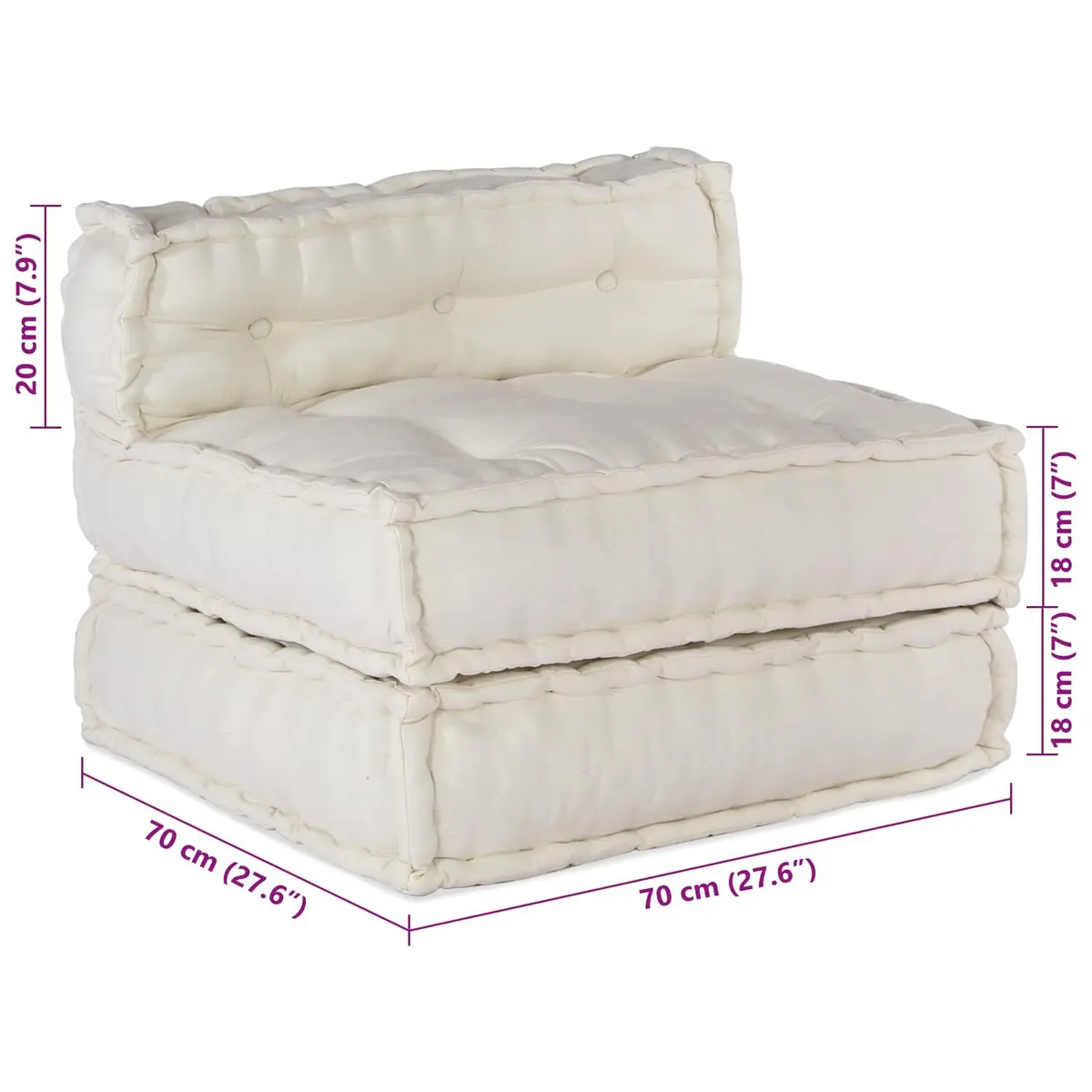 Fabric Modular Sofa Unit Indoor Outdoor Lounge Seating Cream 210x140x56cm