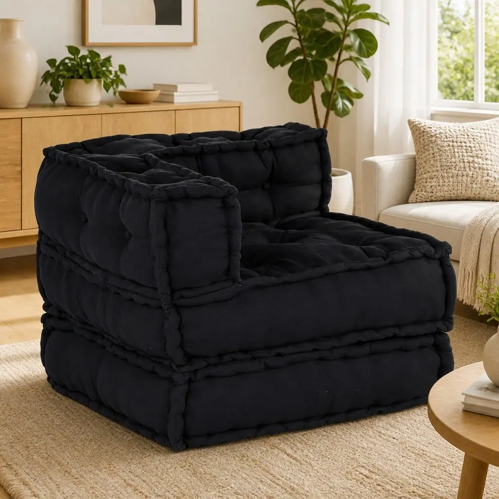 Anthracite Modular Sofa Unit 4-Piece Fabric Set