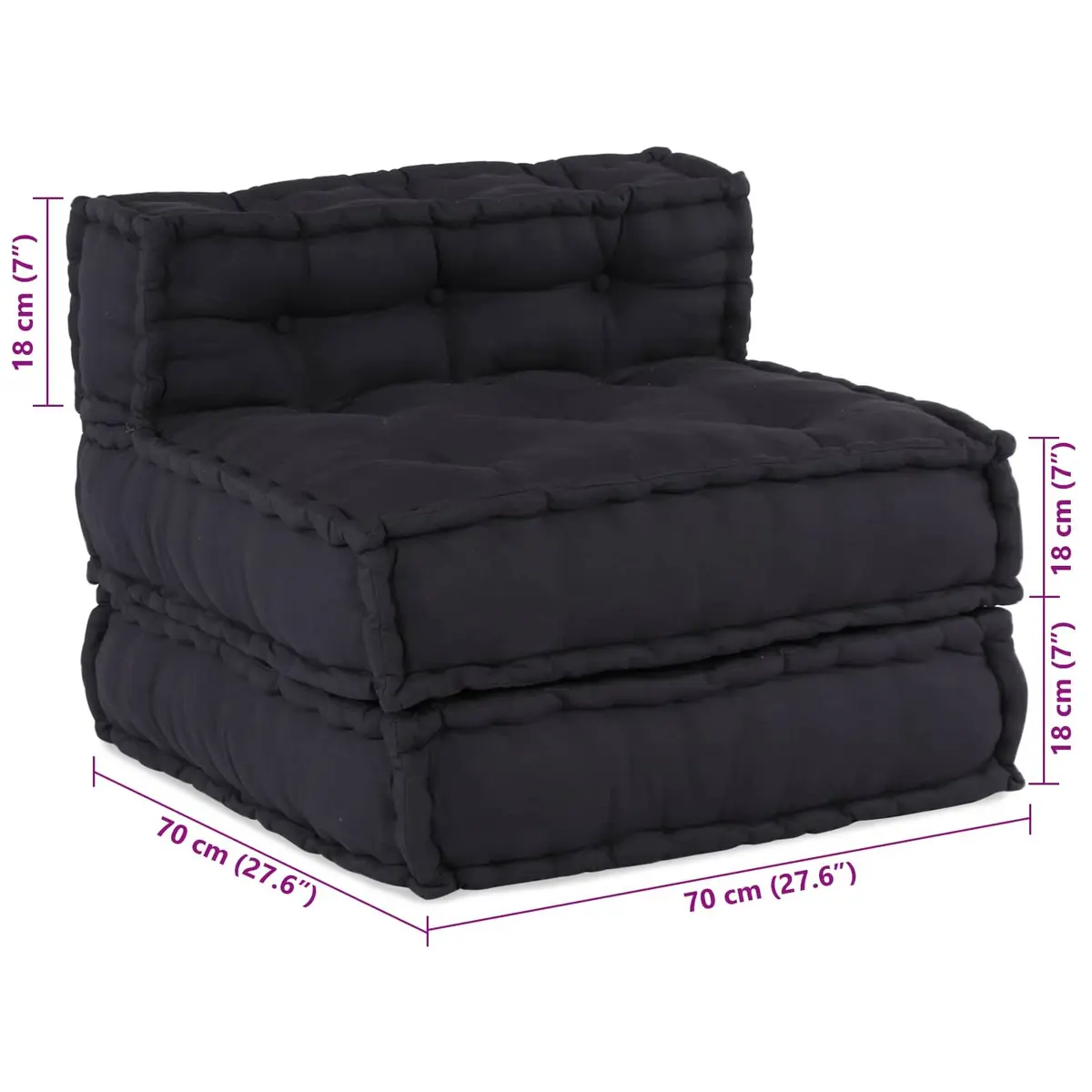 Modular Sofa Unit Anthracite Fabric 210cm x 140cm x 56cm Indoor Outdoor Seating