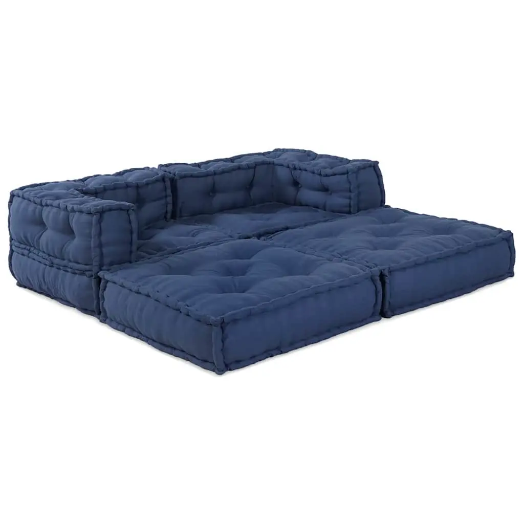 Modular Sofa Unit Fabric 140 x 70 x 56 cm Blue 2 Pieces Indoor Outdoor Living Room Sectional