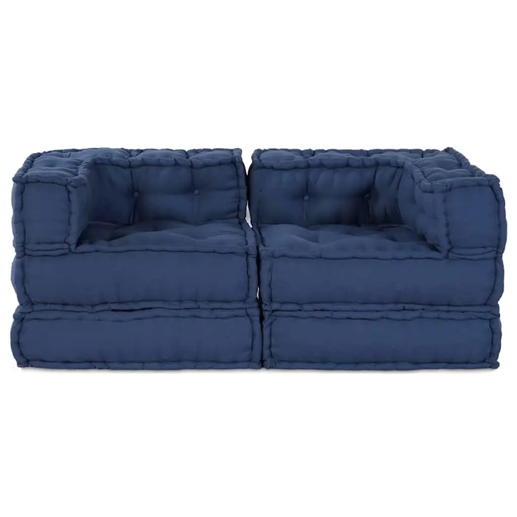 Modular Sofa Unit Fabric 140 x 70 x 56 cm Blue 2 Pieces Indoor Outdoor Living Room Sectional
