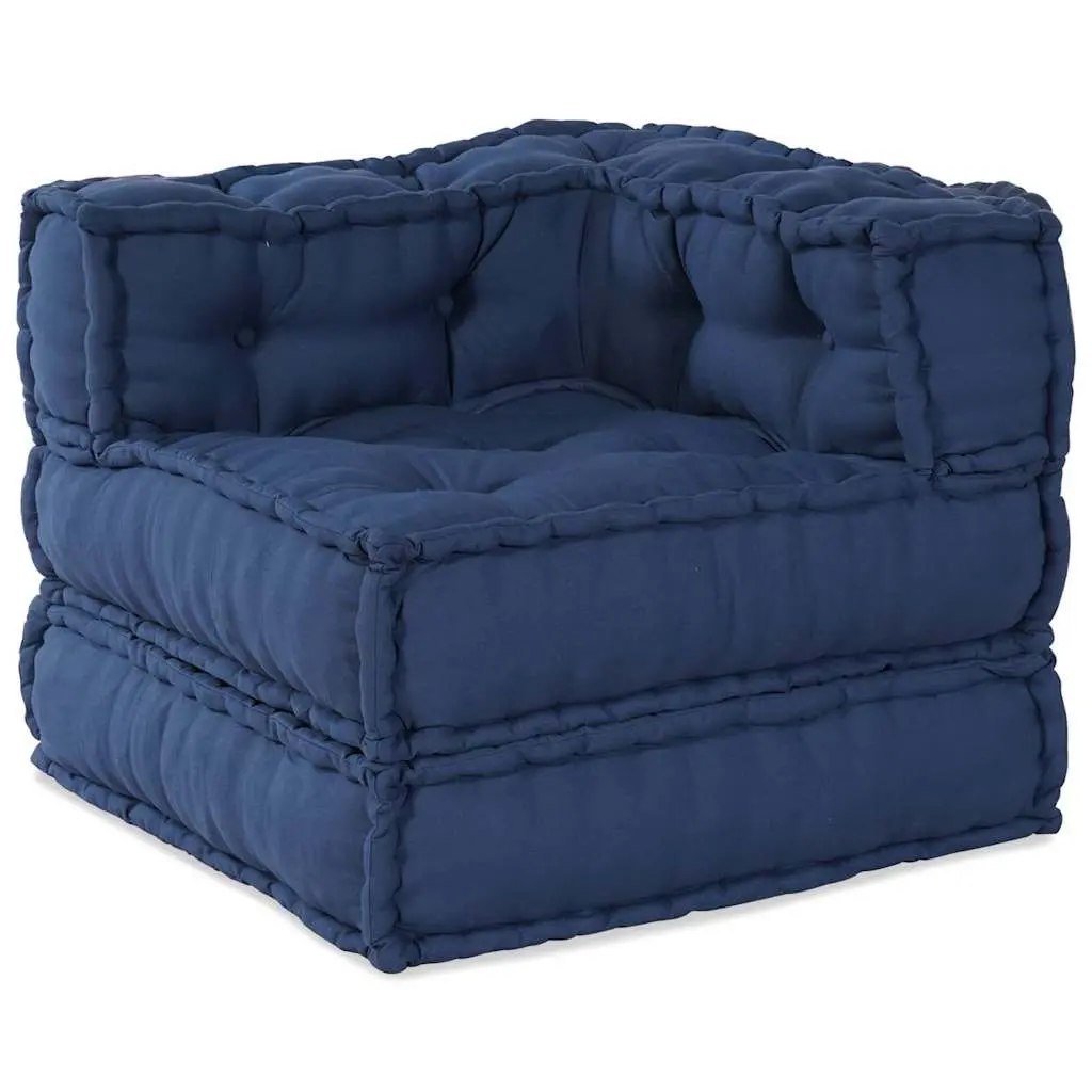 Modular Sofa Unit Fabric Indigo Blue 210 x 140 x 56 cm Indoor Outdoor Lounge