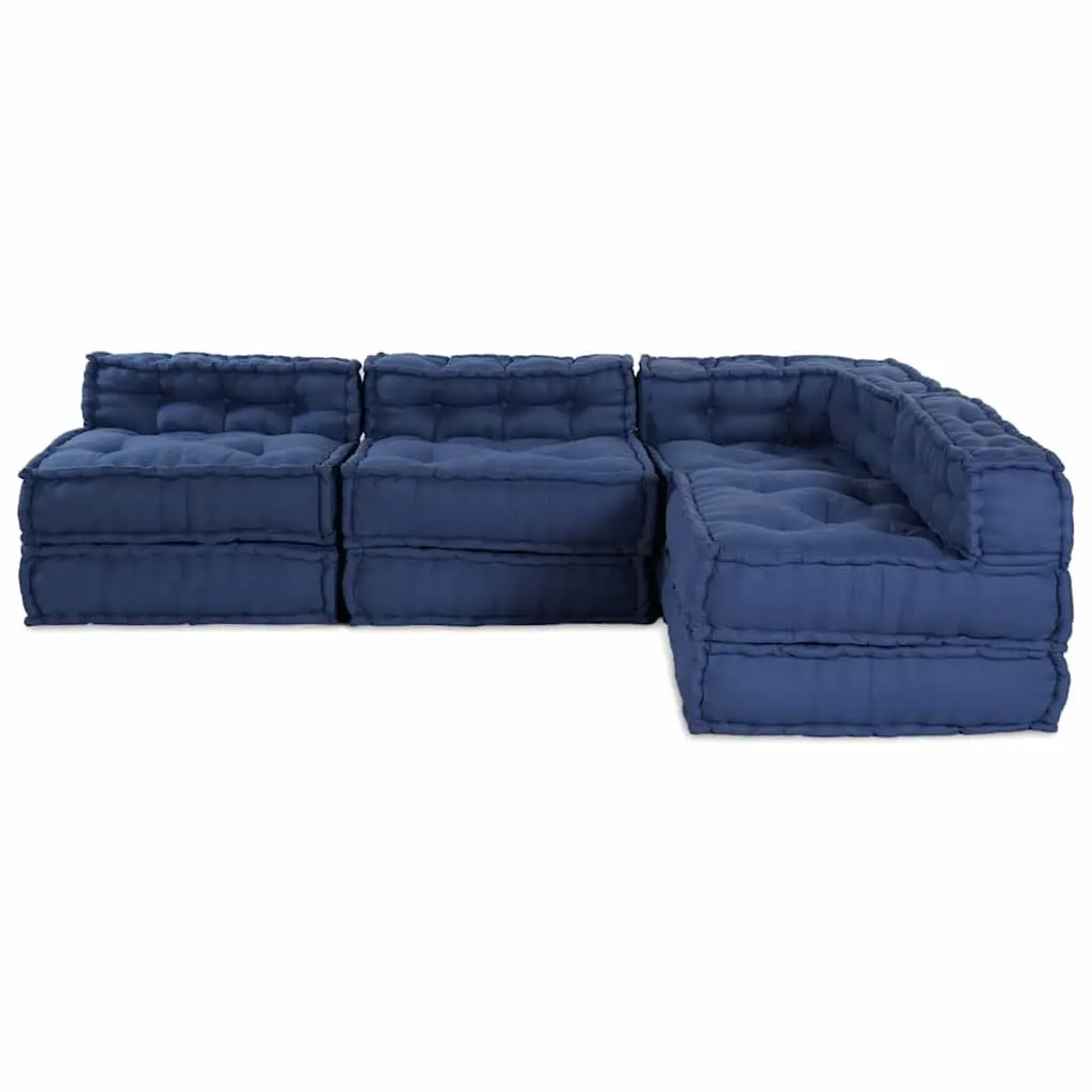 Modular Sofa Unit Fabric Indigo Blue 210 x 140 x 56 cm Indoor Outdoor Lounge