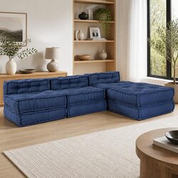 Indigo Modular Sofa Set - 4 Piece Blue Fabric Couch