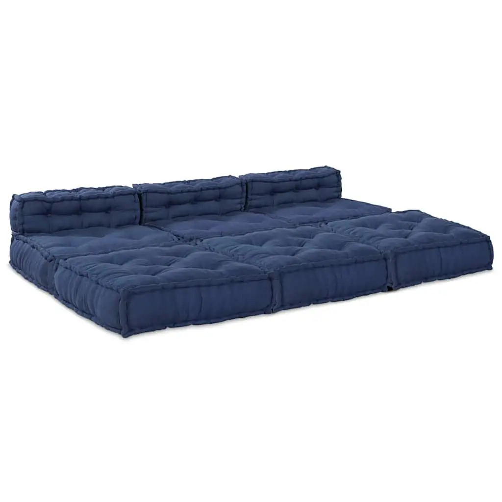 Corner Seat Fabric Modular Sofa Unit Indigo Blue 210x140x56cm