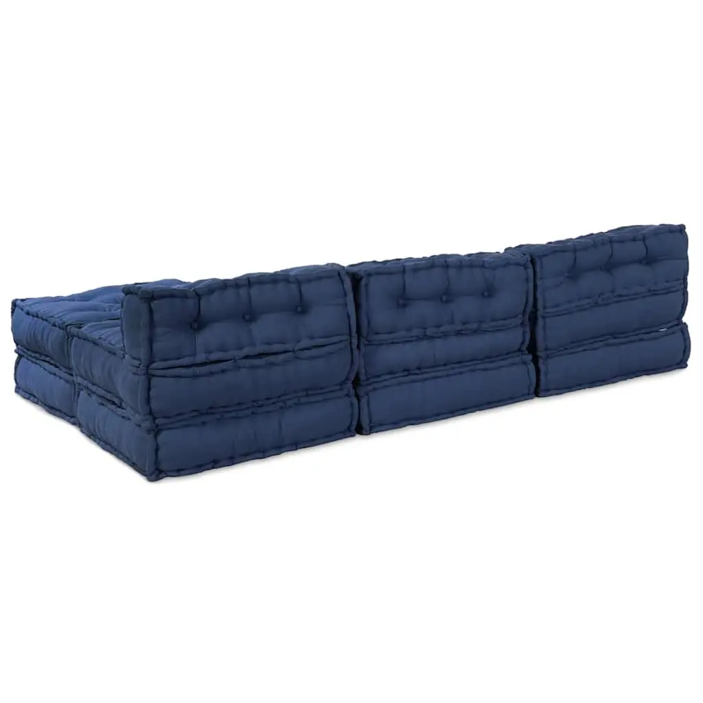 Corner Seat Fabric Modular Sofa Unit Indigo Blue 210x140x56cm