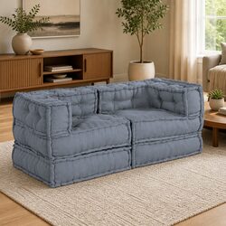 Durable Grey Modular Sofa Unit 2 pcs 140 x 70 x 56 cm