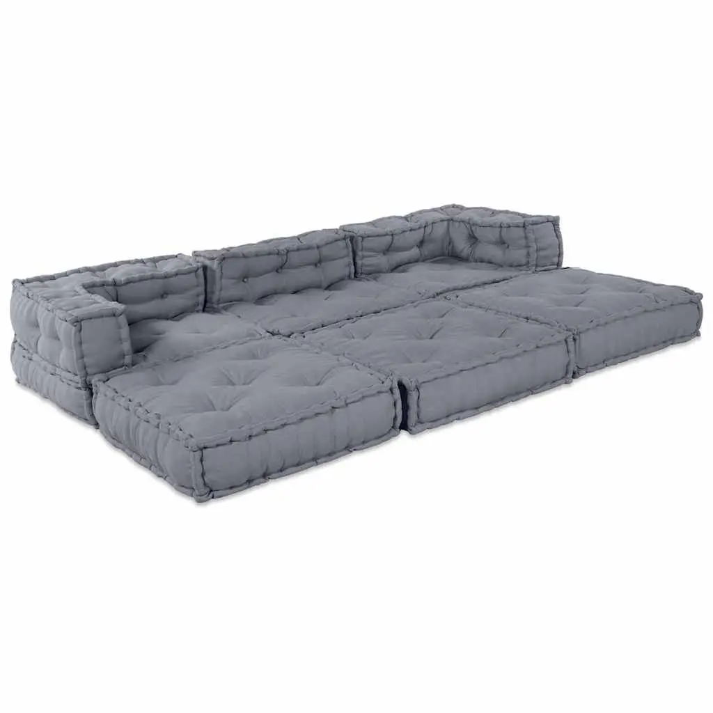 Modular Sofa Unit Fabric Grey Indoor Outdoor Sectional Lounge Seating