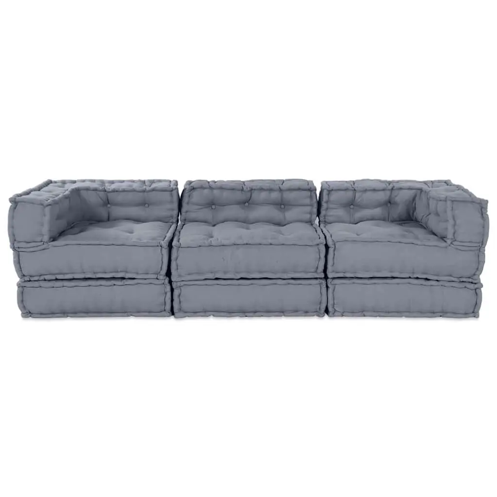 Modular Sofa Unit Fabric Grey Indoor Outdoor Sectional Lounge Seating