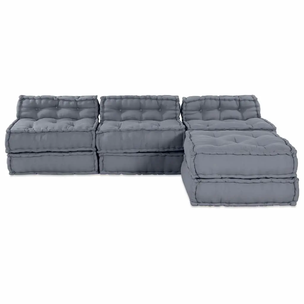 4-Piece Modular Grey Sofa Unit for Indoor/Outdoor Use