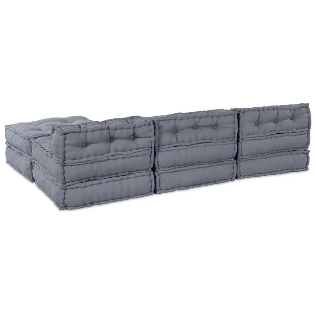 4-Piece Modular Grey Sofa Unit for Indoor/Outdoor Use