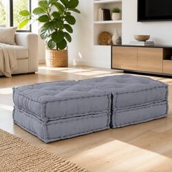 Modular Sofa Unit 2 pcs Grey 140 x 70 x 36 cm Fabric Indoor Outdoor Seating