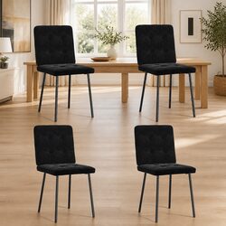 Elegant Black Velvet Dining Chairs Set of 4