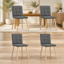 Elegant Grey Fabric Dining Chairs Set of 4