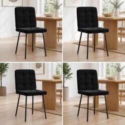 Modern 4-Piece Black Velvet Dining Chairs Set