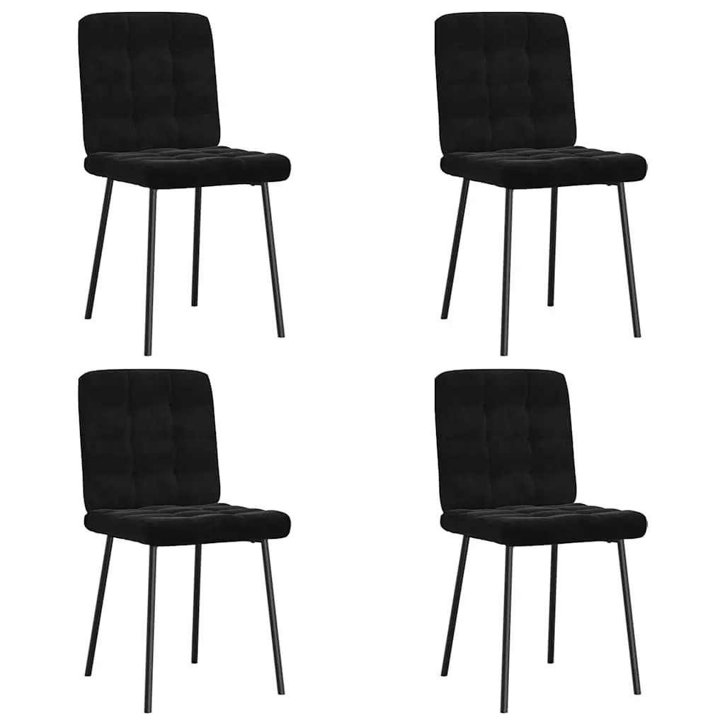 4-Piece Black Velvet Dining Chairs Set
