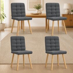 Set of 4 Grey Fabric Dining Chairs with Foam Filling