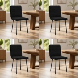 4-Piece Black Velvet Dining Chair Set with Backrest