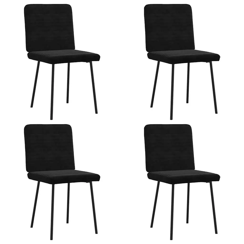 4-Piece Black Velvet Dining Chair Set with Backrest